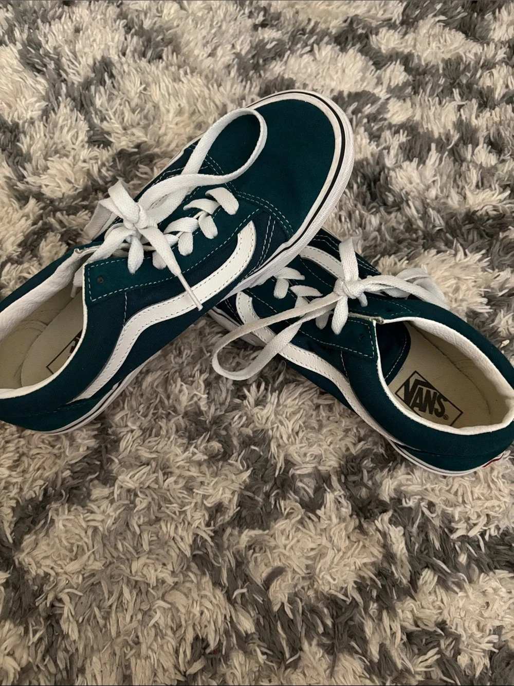 Vans Kids Old Skool Sneakers in Teal and White